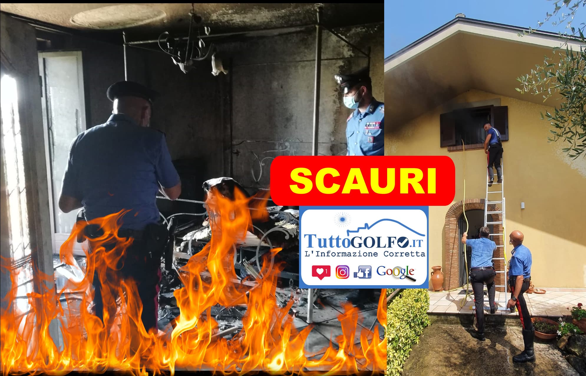 Scauri, incendio - Donna salvata dai carabinieri