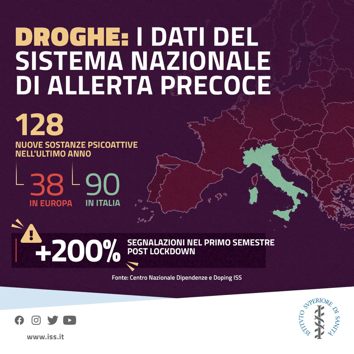 Droghe - 128 nuove sostanze nell'ultimo anno. 38 in Europa, 90 in Italia