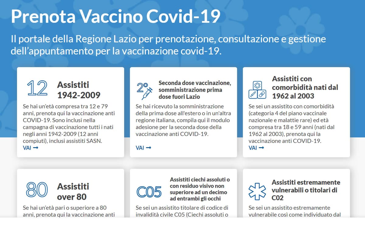 Regione Lazio - Riparte il sistema di prenotazione vaccinale