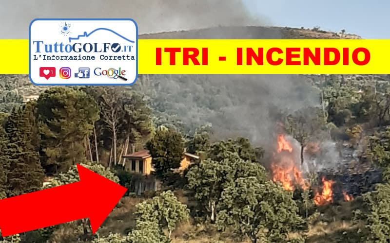 Itri, incendio - Le fiamme minacciano un'abitazione