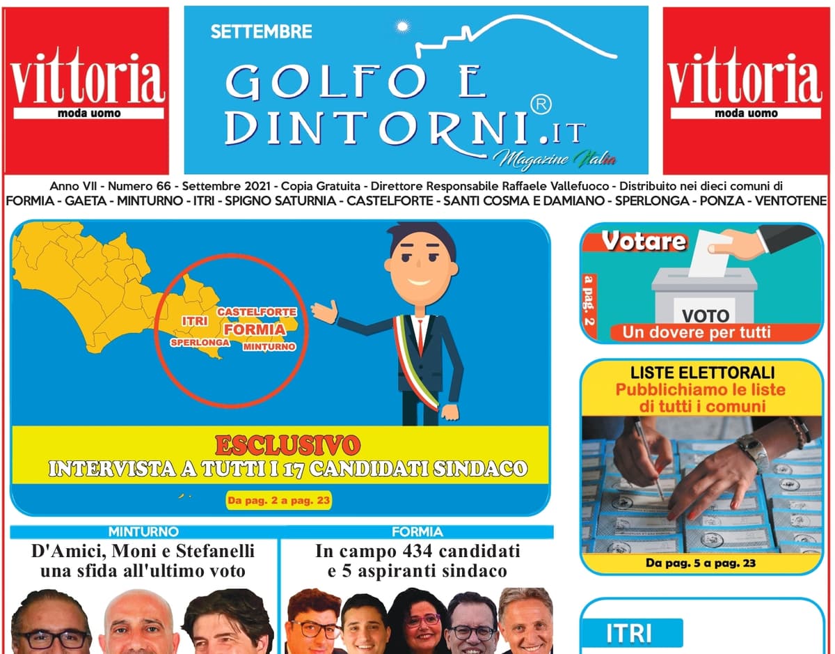 Golfo e Dintorni speciale con 17 candidati sindaco per Formia, Minturno, Sperlonga, Itri e Castelforte