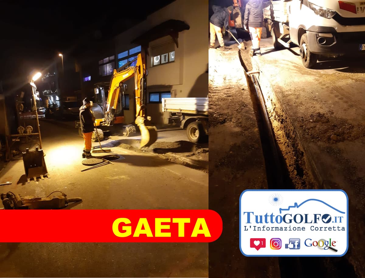 Gaeta, Via Sant'Agostino e Via Monte Tortona: iniziati stanotte i lavori di risanamento rete idrica