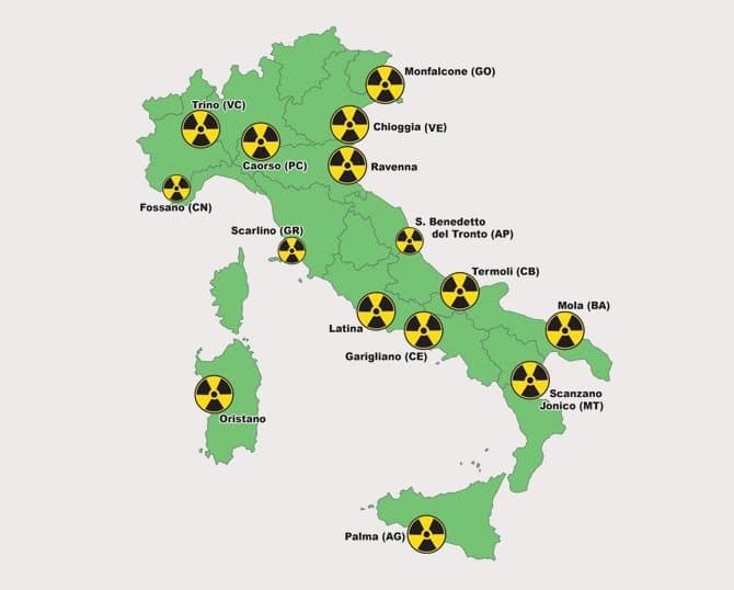 La mappatura del nucleare in Italia
