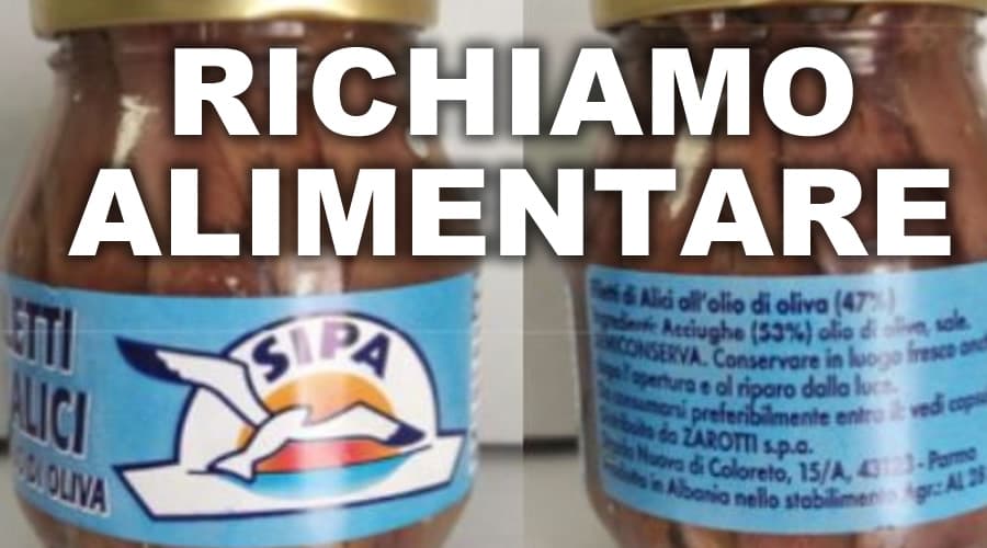 Filetti di alici - Richiamo per rischio chimico da parte del Ministero della Salute