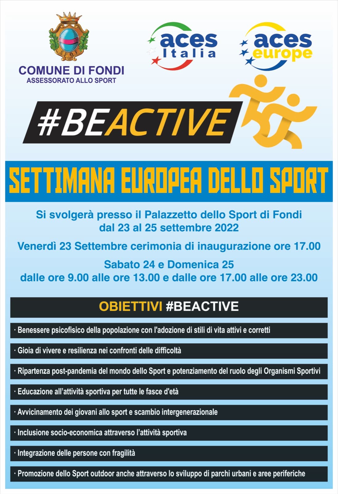 Fondi - Settimana Europea dello Sport: gli eventi dal 23 al 25 settembre