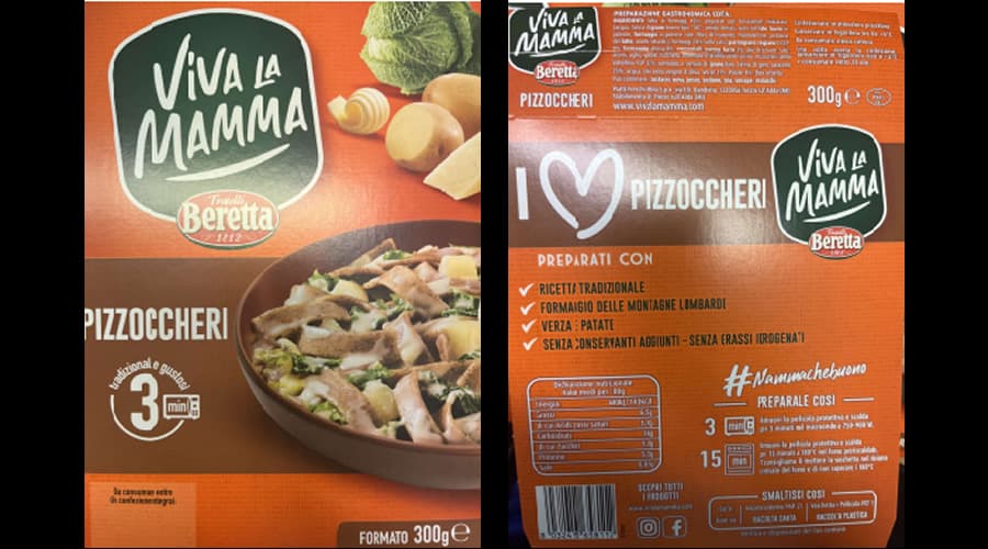 Richiamo alimentare: Viva La Mamma, Pizzoccheri, preparazione gastronomica cotta