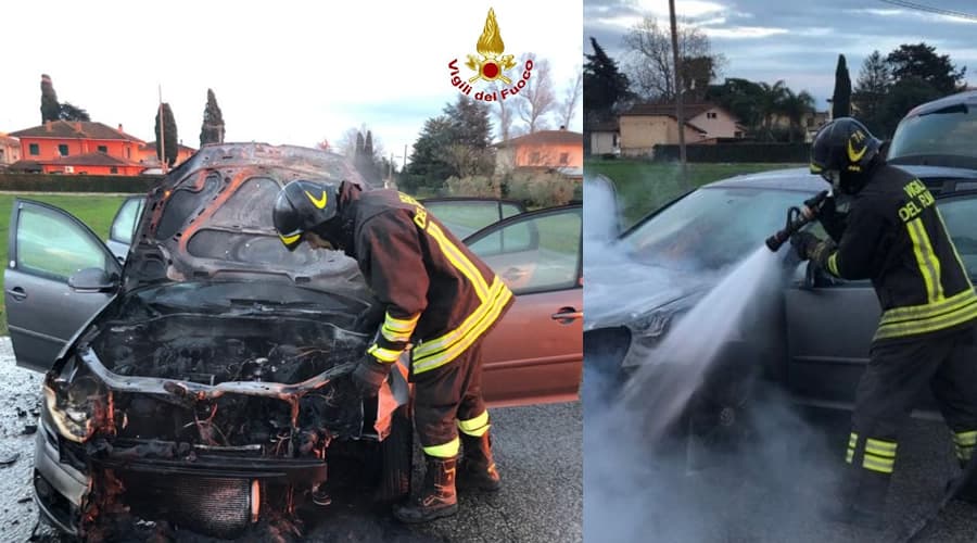 Auto a GPL in fiamme. Intervengono i Vigili del fuoco