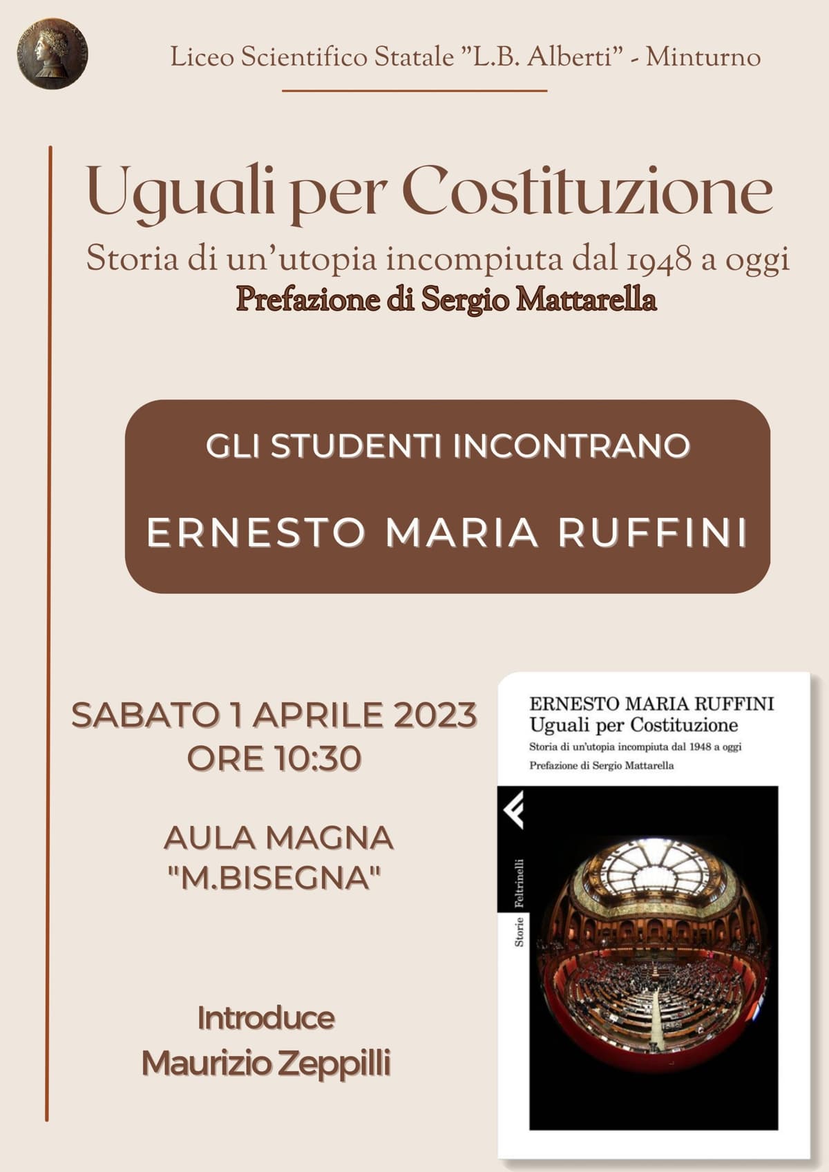 Minturno: Uguali per Costituzione al Liceo Scientifico sabato 1 aprile con Ernesto Maria Ruffini