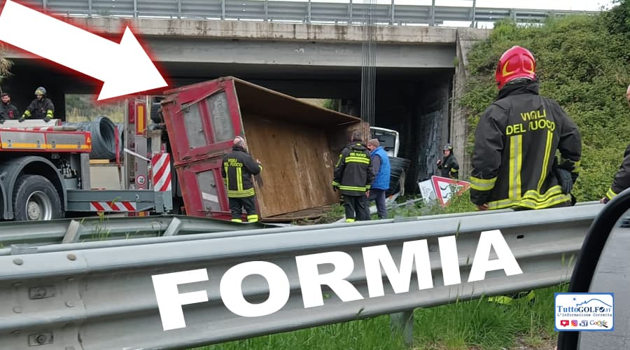 Formia, si ribalta un autocarro a Santa Croce