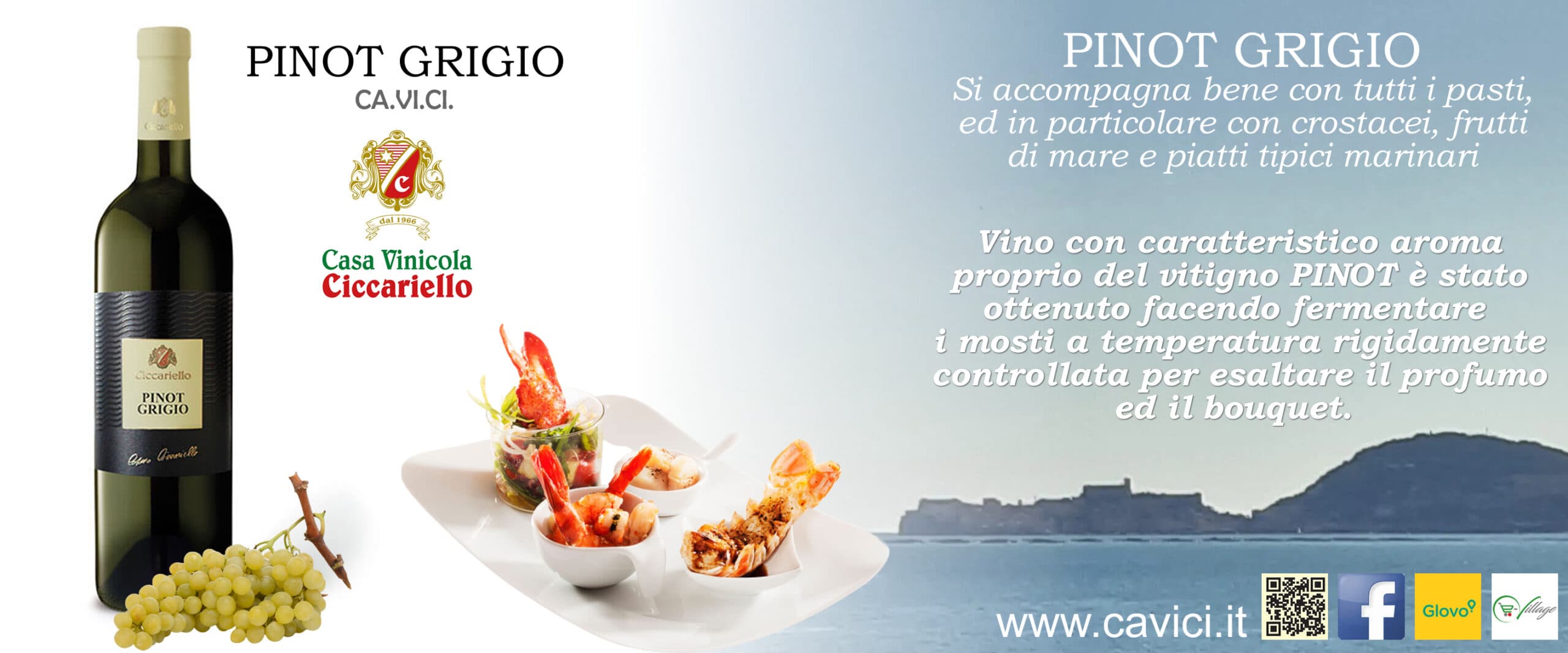 Pinot Grigio CAVICI, l'accostamento perfetto a crostacei e frutti di mare