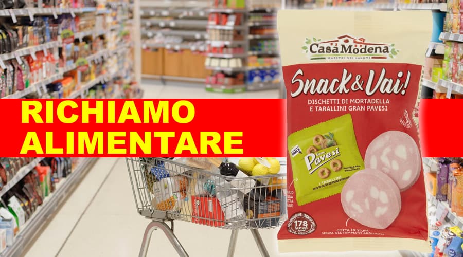Snack & Vai DISCHETTI DI MORTADELLA E TARALLINI: Richiamo alimentare dal Ministero della Salute. Il lotto