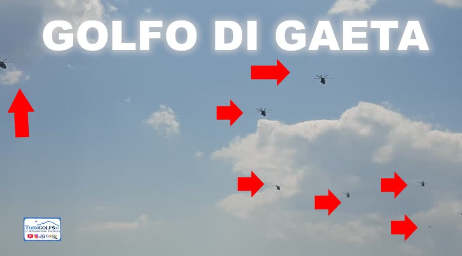 Otto elicotteri hanno sorvolato il Golfo di Gaeta.