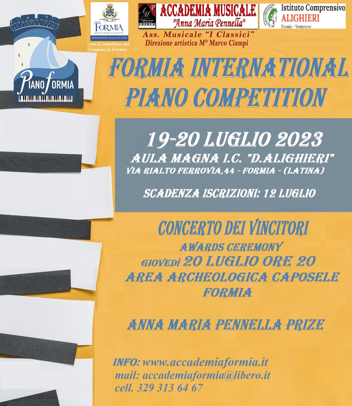 Formia International Piano Competition presso I.C. Dante Alighieri dirigente scolastico Adriana Roma