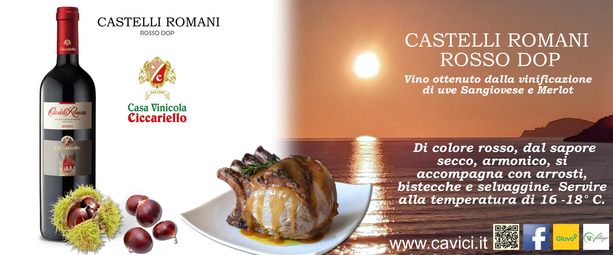 Castelli Romani Rosso DOP CAVICI, si accompagna perfettamente con arrosti e bistecche