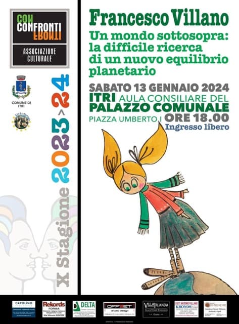 Itri: Sabato 13 gennaio, ore 18, IV° appuntamento della Associazione Confronti con Franco Villano.