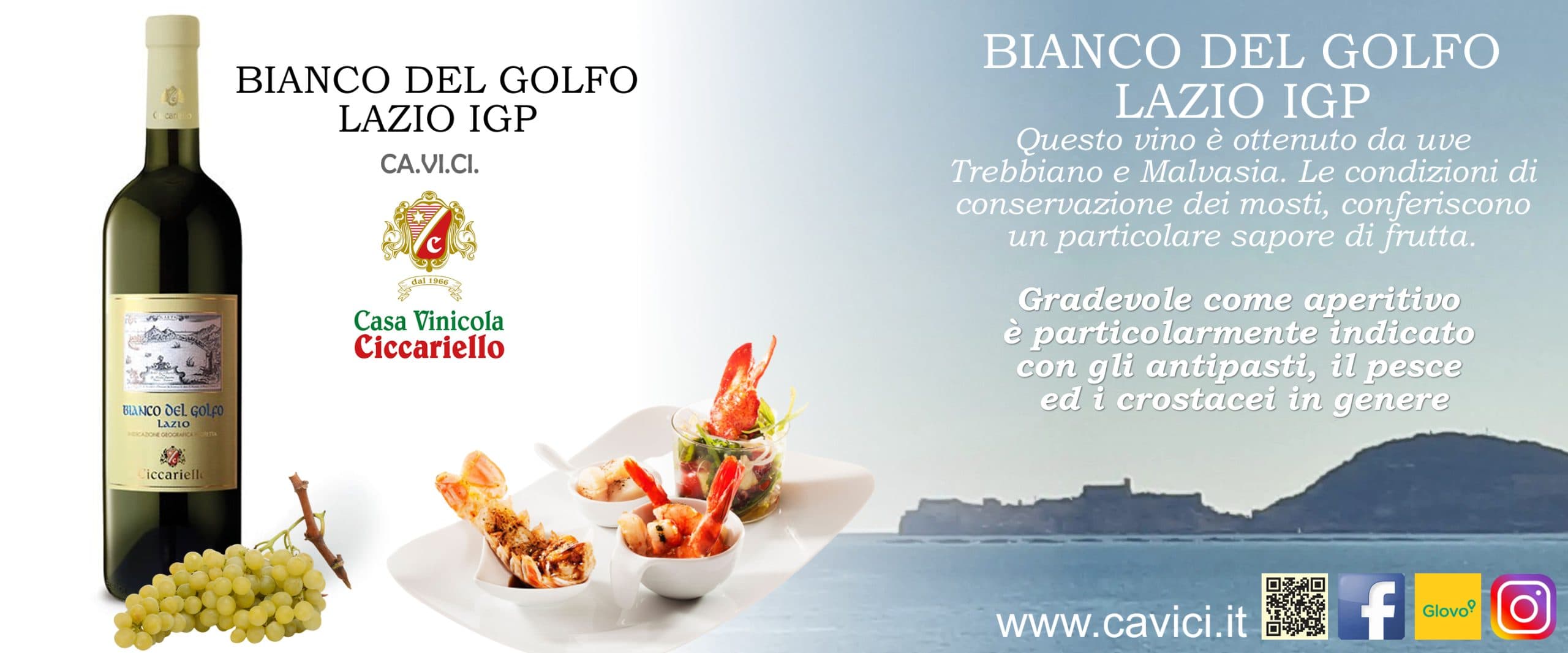 Bianco del Golfo Lazio IGP CAVICI, si abbina molto ai crostacei