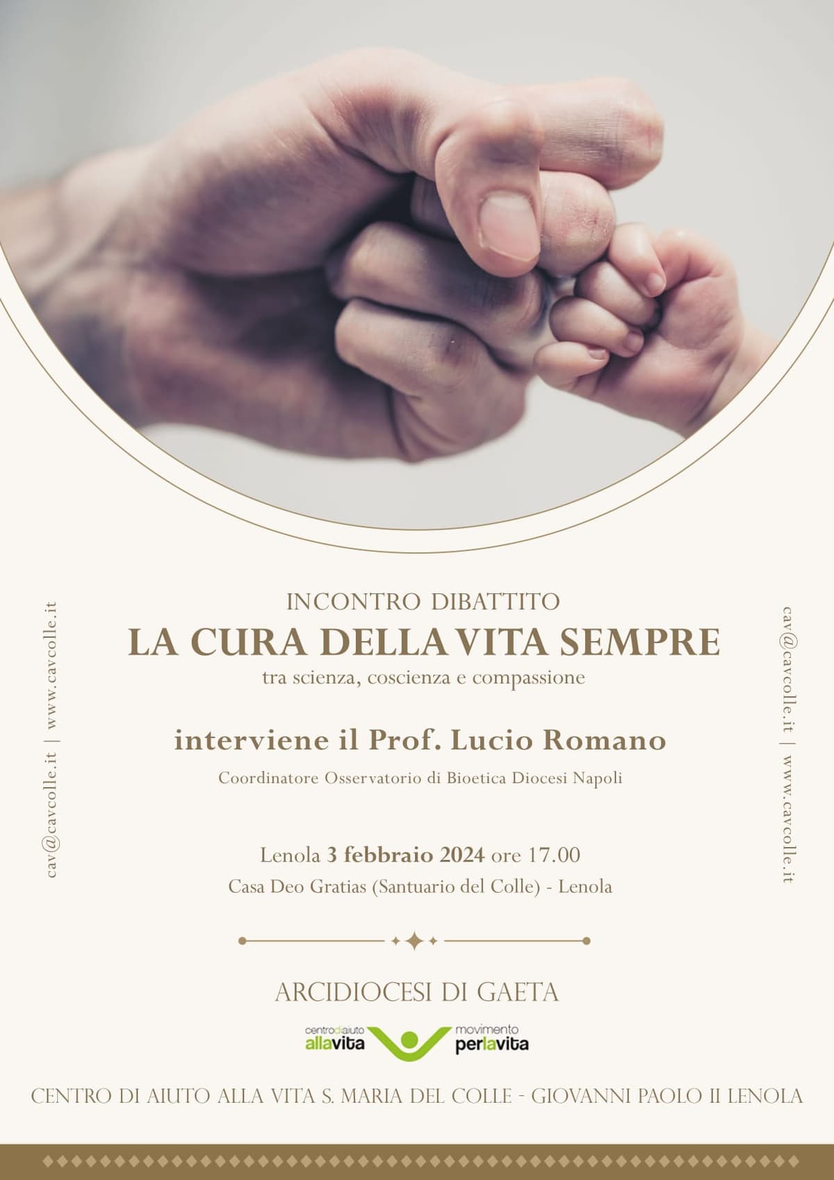 Lenola: "La cura della vita sempre" Casa Deo Gratias, 3 febbraio ore 17