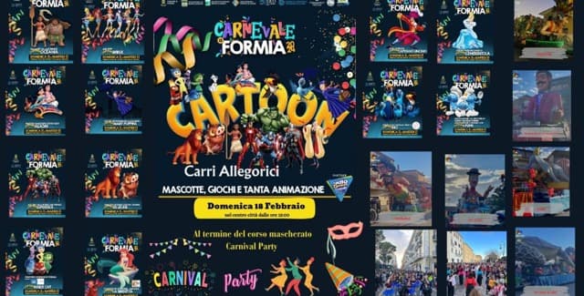 Comune e Pro Loco Città di Formia: domenica 18 febbraio, sfilata dei carri allegorici. Dalle ore 15:00 in Piazza Mattej. Tutti pronti!