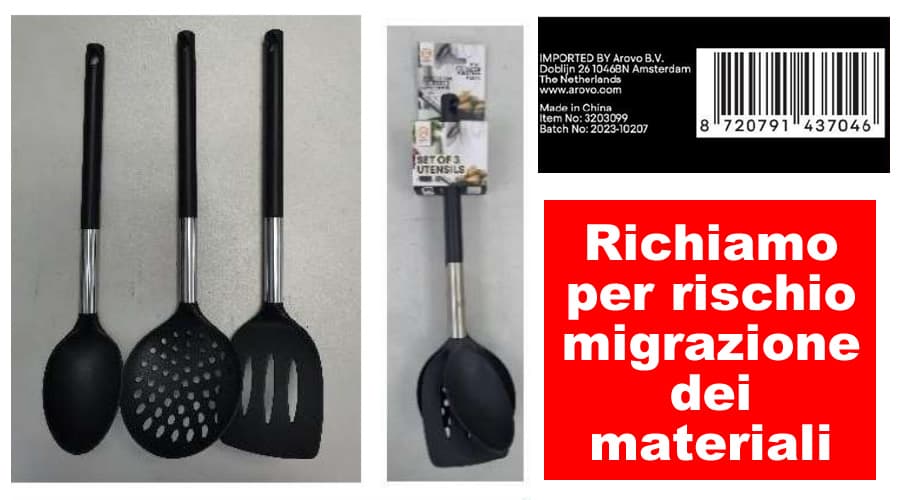 Set di 3 utensili da cucina Masterchef in Plastica - Richiamo per rischio migrazione dei materiali