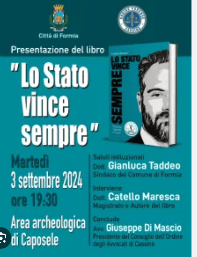 Formia, il giudice Catello Maresca presenta il suo ultimo libro