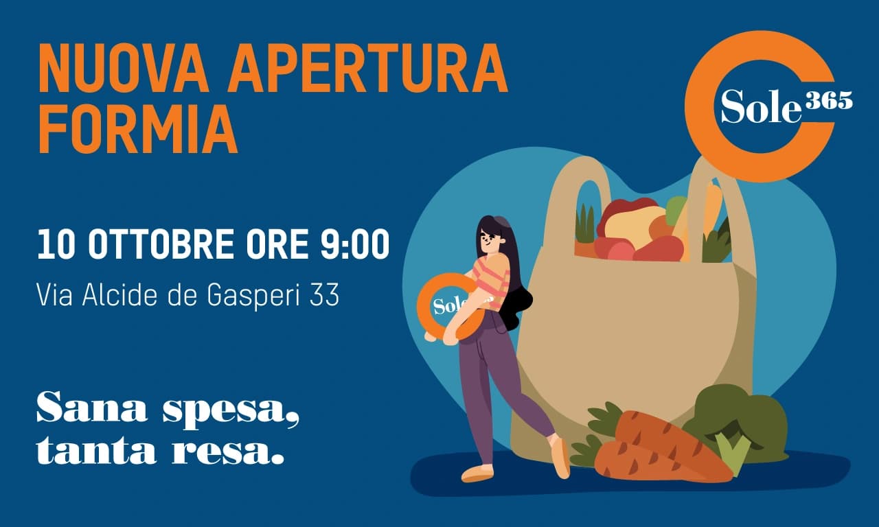 Formia - Il 10 ottobre aprirà il nuovo supermercato Sole365. Omaggi e coupon
