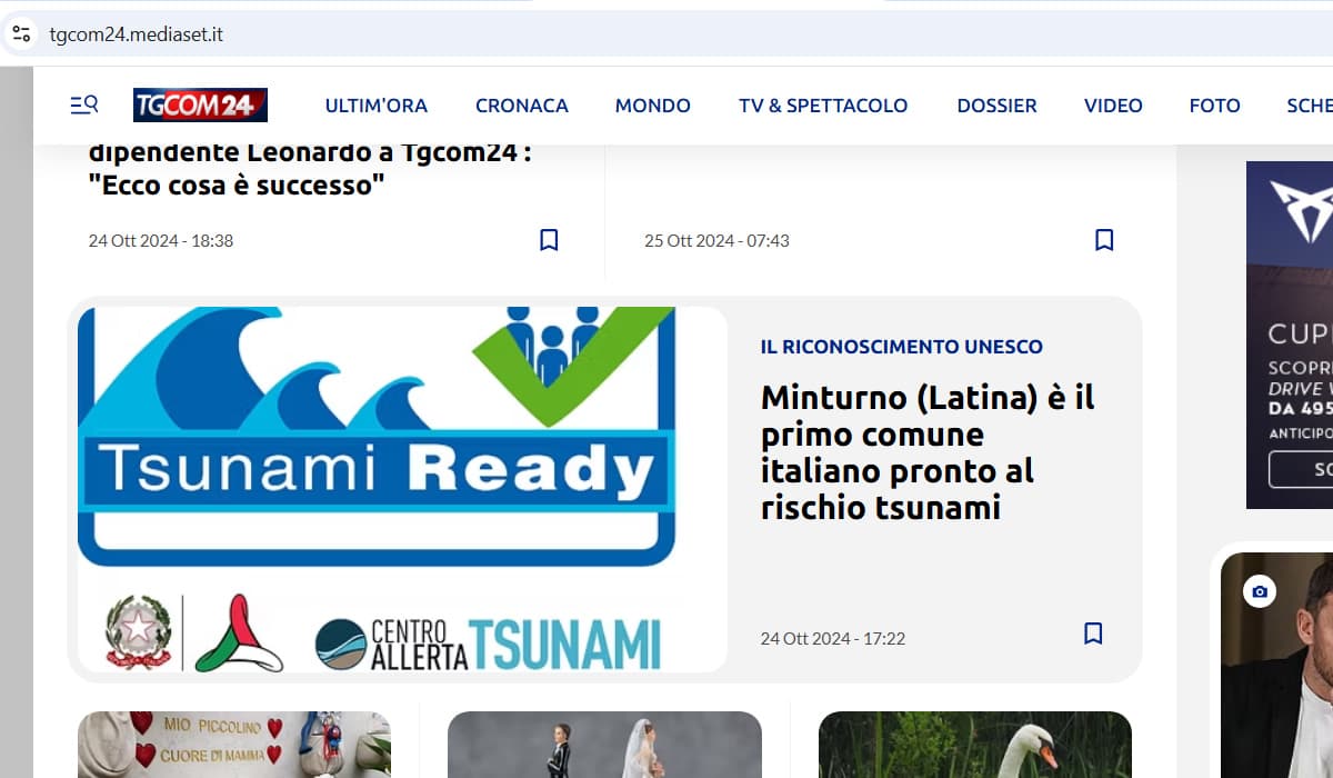 Tsunami Ready - Minturno su TGCOM24