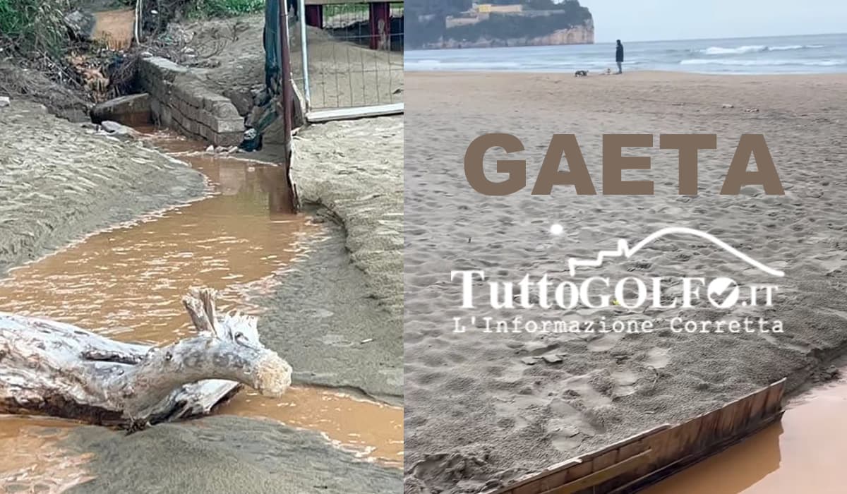 Gaeta - Un rivolo marrone scorre verso il mare. La segnalazione