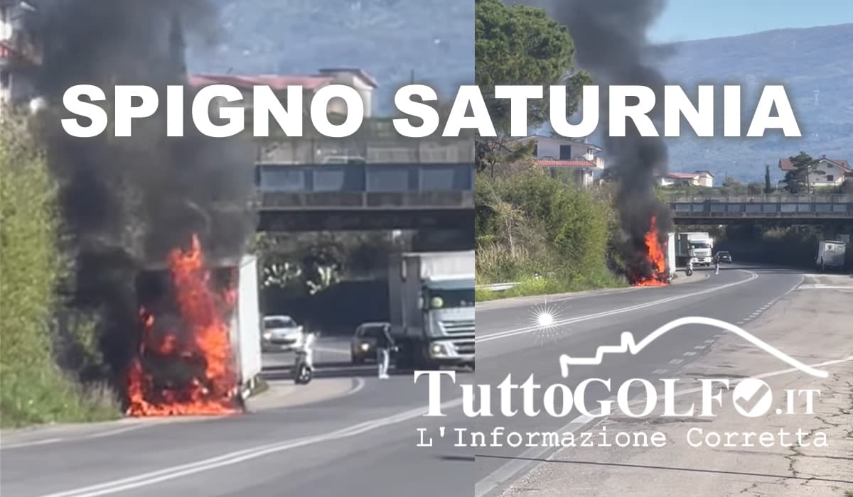 Camion in fiamme a Spigno Saturnia. E' il secondo in 15 giorni nel Golfo di Gaeta