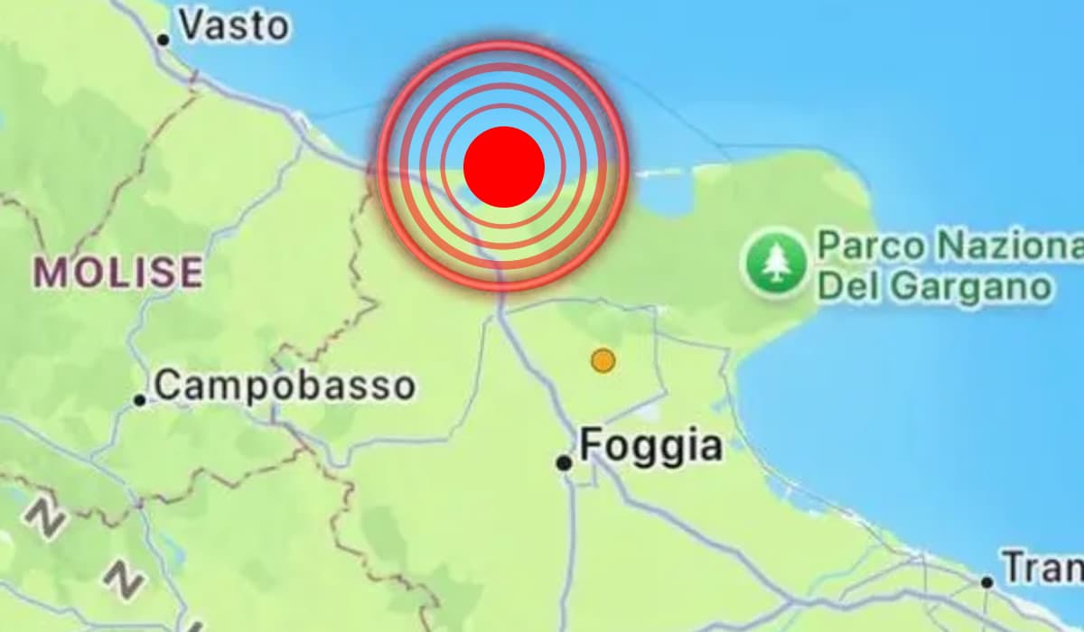 Terremoto magnitudo 4.6 in mare in provincia di Foggia