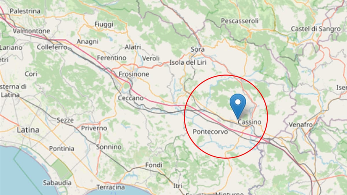 Registrato un Terremoto di magnitudo 3.0 vicino Cassino