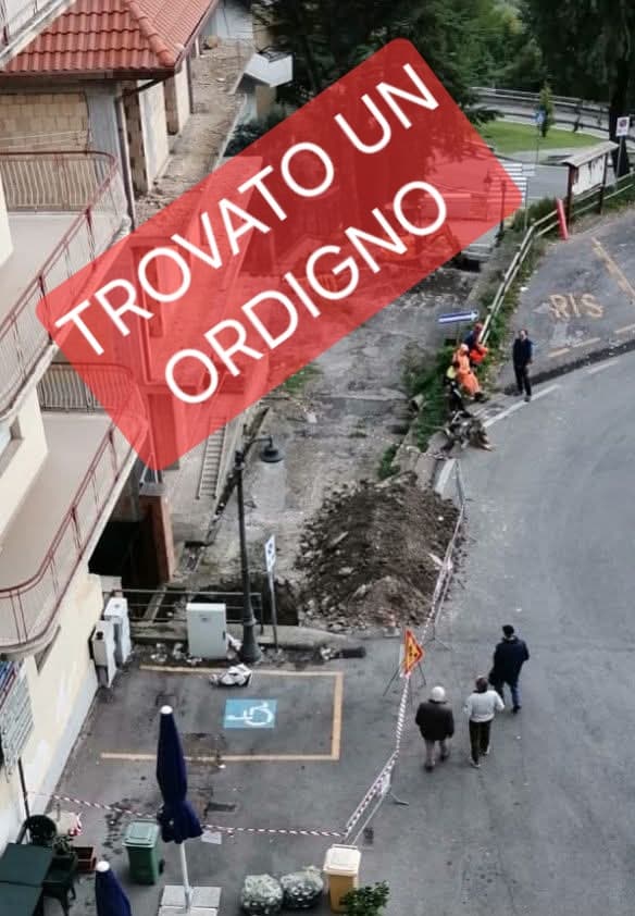RITROVATO UN ORDIGNO BELLICO A CASTELFORTE. L'ORDINANZA