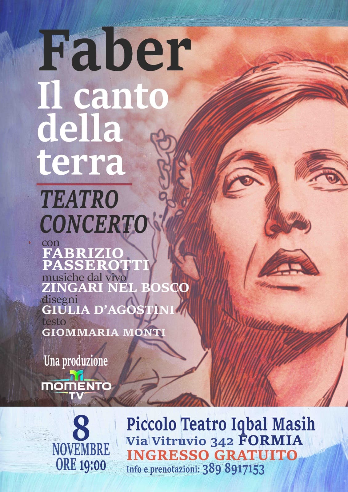 Formia - Il piccolo teatro Iqbal Masih ospiterà “Faber Il canto della terra”