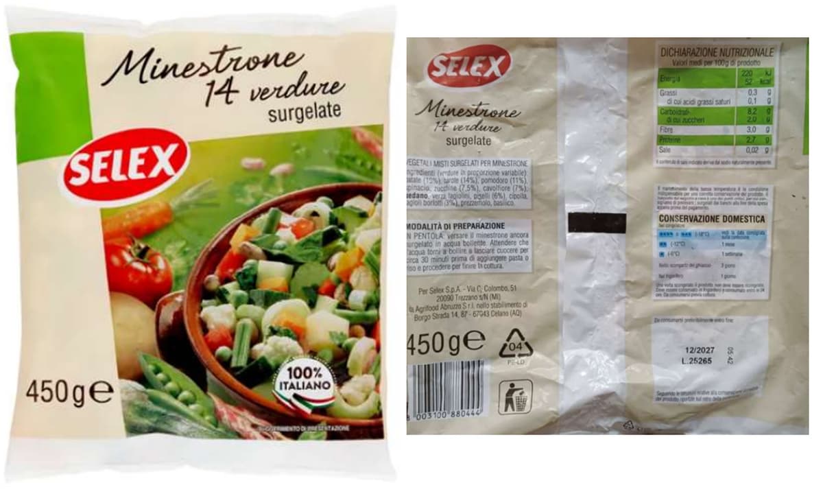 Possibile contaminazione: richiamato un noto minestrone surgelato