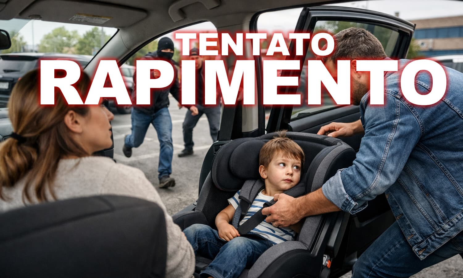Apre la portiera dell'auto nel parcheggio per portare via il bimbo seduto nel seggiolino posteriore. La vicenda