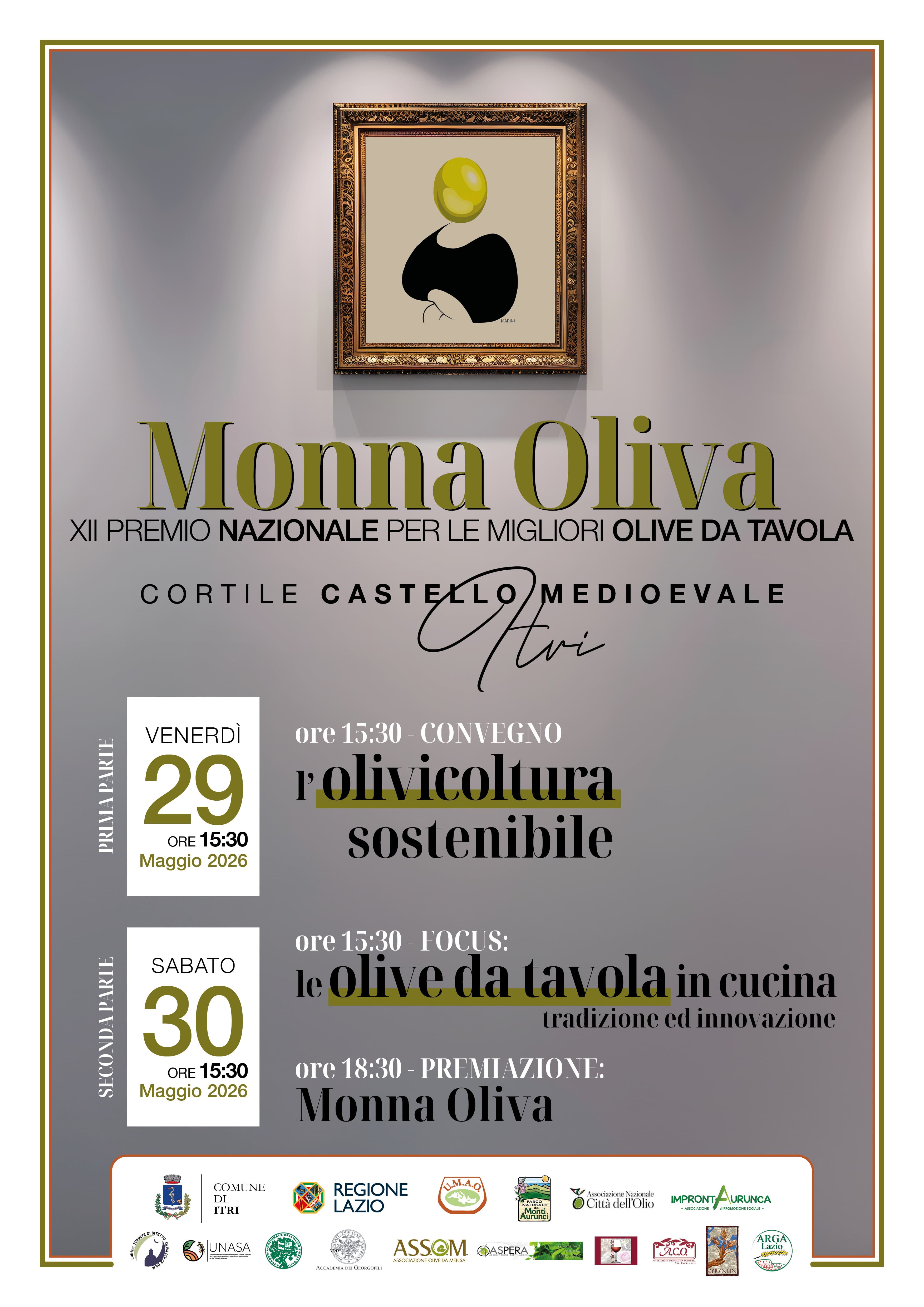 Monna Oliva 2026 arriva a Itri: due giornate dedicate alle migliori olive da tavola italiane