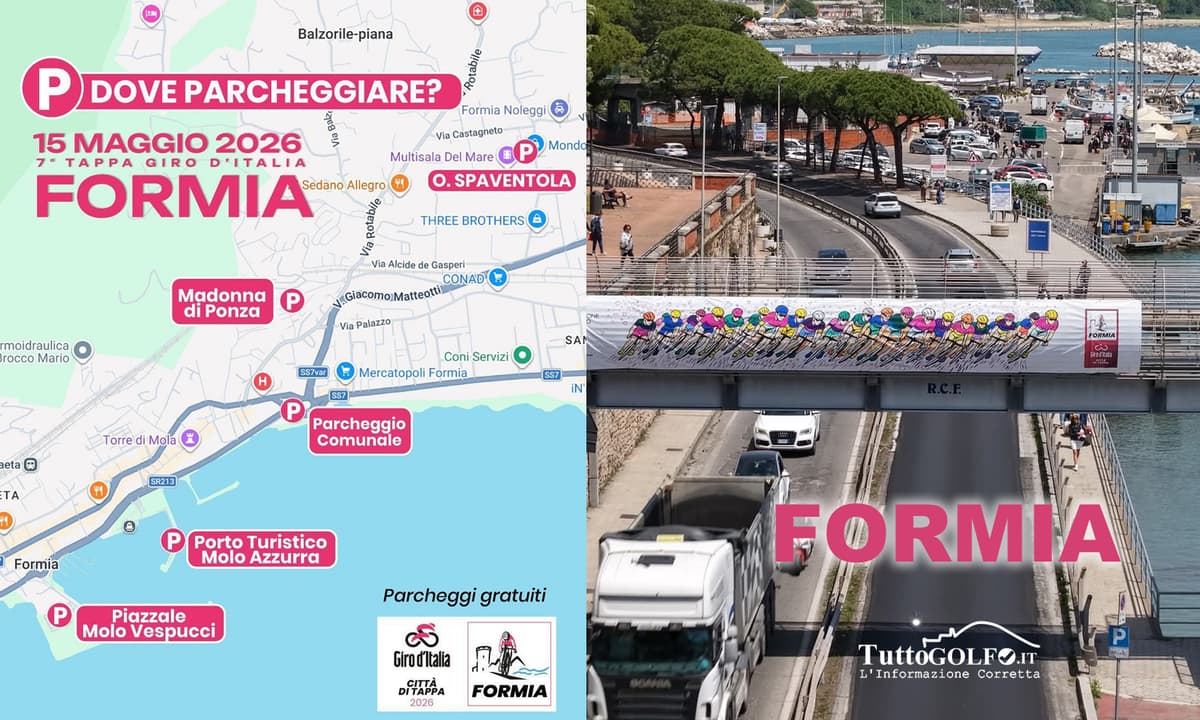 Giro d'Italia - Aree di parcheggio gratuite - Venerdì 15 Maggio 2026 7^ tappa "Formia-Blockhaus"