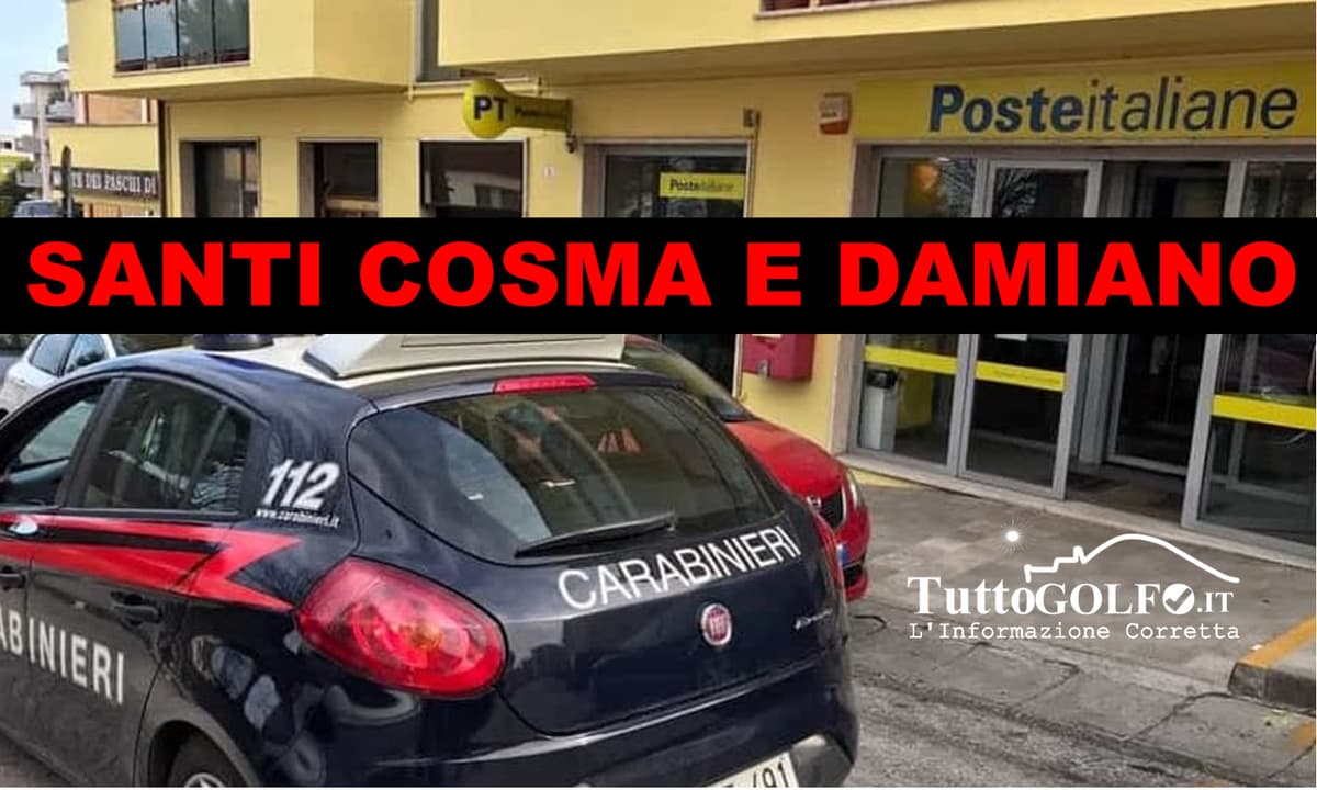 Santi Cosma e Damiano: si fingono corrieri per rapinare l’ufficio postale, ma il colpo fallisce. Un arresto