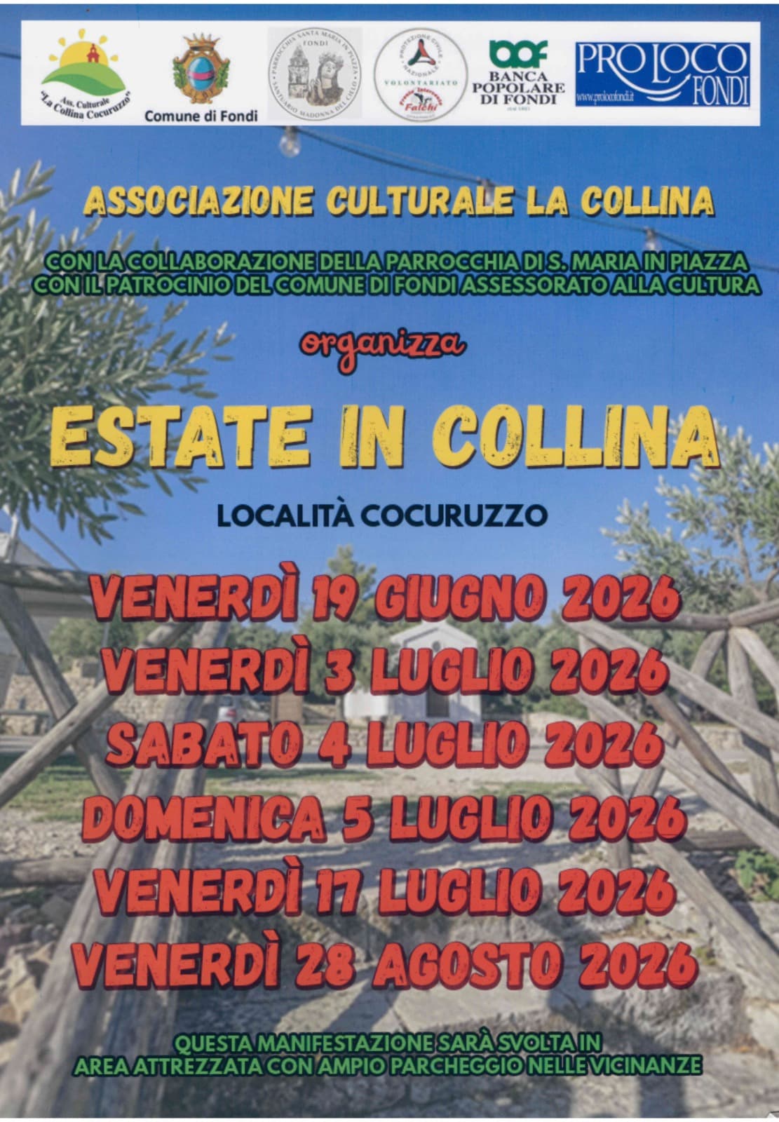 Estate in Collina 2026 al Cocuruzzo di Fondi musica, tradizioni, fede e spettacolo per tutta l’estate