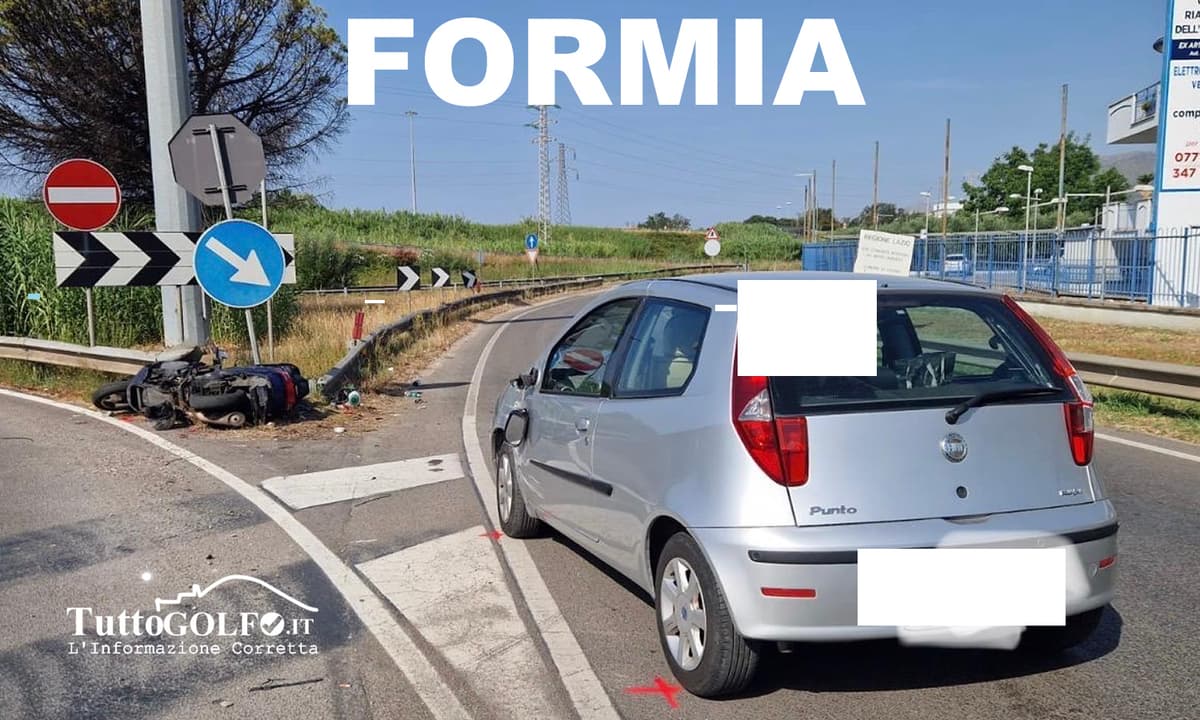 Formia, nuovo incidente all'incrocio di Penitro: scooter contro auto