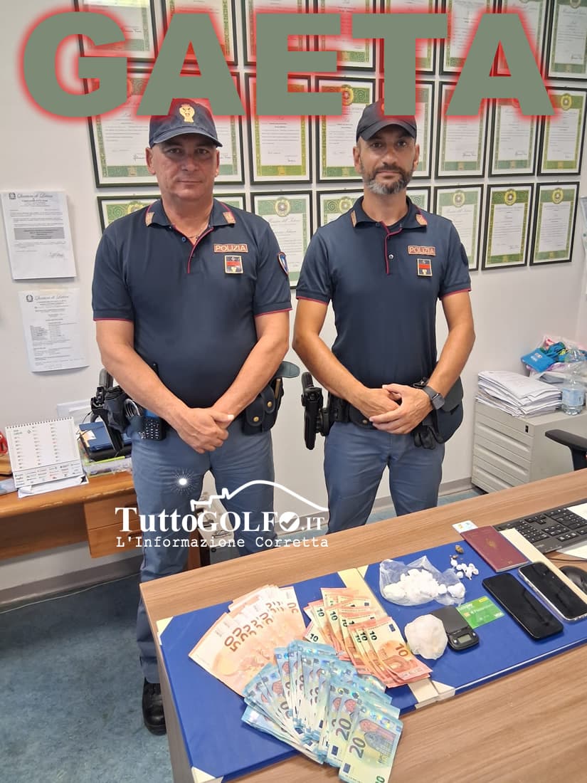 Gaeta, blitz antidroga: arrestati due giovani. Sequestrati 63 grammi di cocaina e 2.830 euro