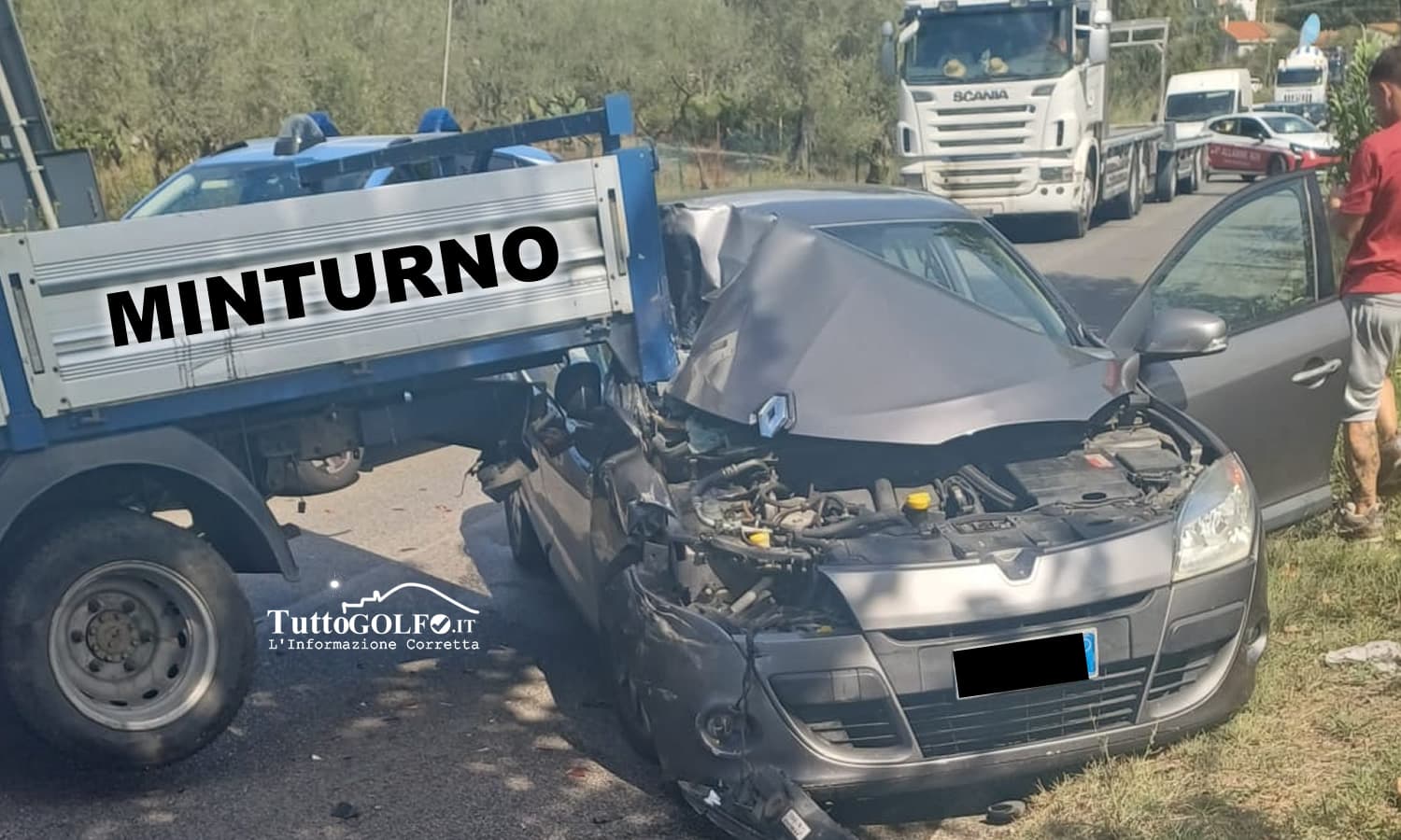 Incidente sulla via per Castelforte, scontro tra un mezzo pesante e un’auto a Minturno