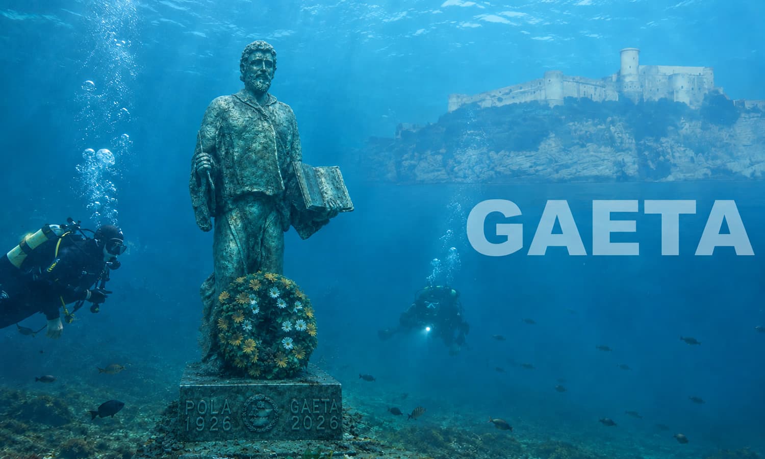 San Matteo sui fondali di Gaeta: deposta a 12 metri di profondità la statua bronzea dedicata al Patrono della Guardia di Finanza