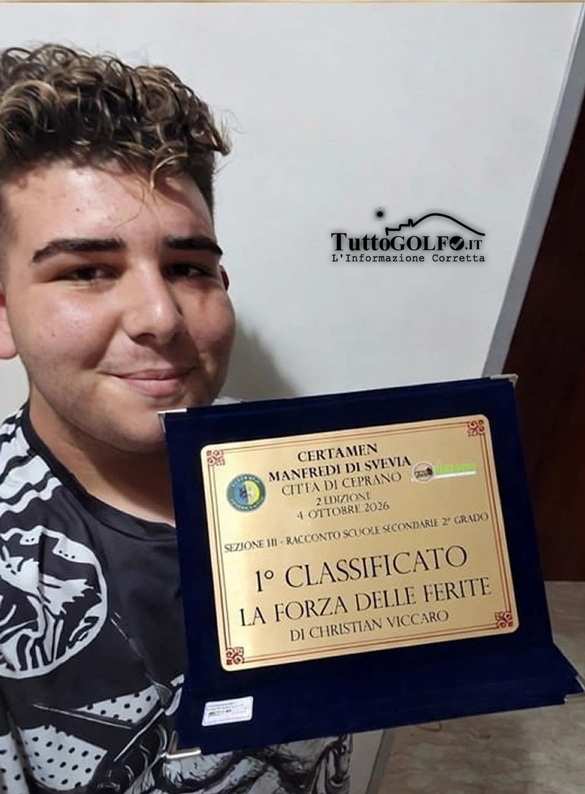 Christian Viccaro conquista il Certamen Manfredi di Svevia: primo classificato con “La forza delle ferite”