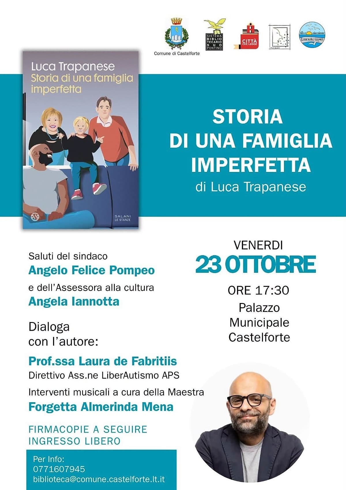 Luca Trapanese a Castelforte con il libro “Storia di una famiglia imperfetta”