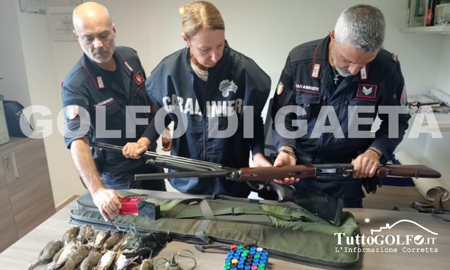 Caccia illegale nel sud pontino: due denunciati, sequestrati 3 fucili e 14 uccelli abbattuti