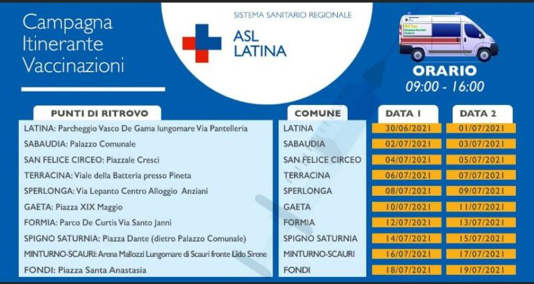 Campagna Vaccinale Itinerante: un camper girerà sino al 19 luglio, non occorre prenotazione