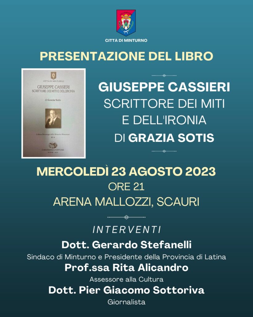 Presentazione del libro di Grazia Sotis 23/8 ore 21 Arena Mallozzi Scauri