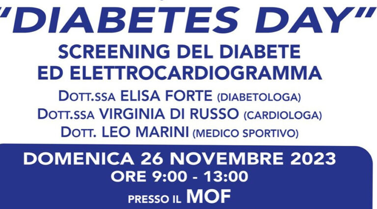 Screening ed elettrocardiogramma gratuiti: torna a fondi il “Diabetes Day”