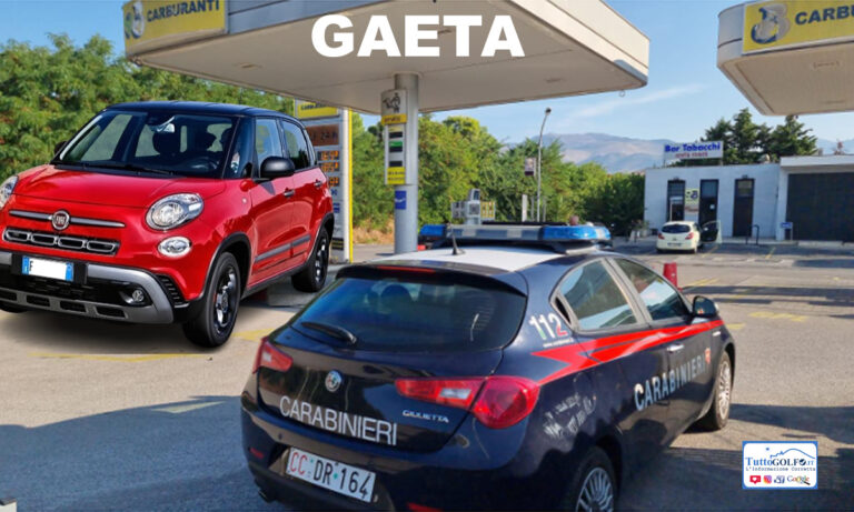 Gaeta, rubano una 500L e utilizzano l’auto come ariete per asportare la colonnina del self service, gestita da un formiano