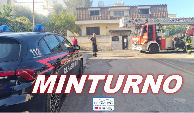 Incendio in una palazzina di 3 piani di Minturno, salvati due adulti e una bambina rimasti bloccati sul balcone